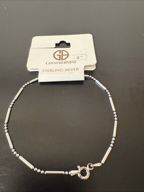 Giani Bernini Sterling Silver Bar Bead 8” Bracelet - New
